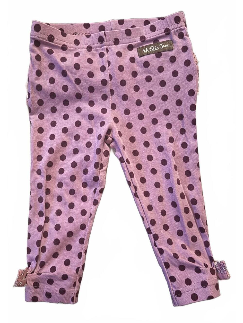 Matilda Jane Baby Girl Leggings 6-12M Purple Polka Dot Floral Ruffle Pants